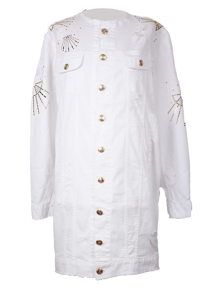 Casaco comprido com aplicações