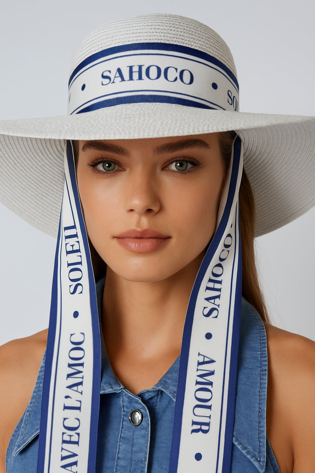 Chapéu com fita de atar