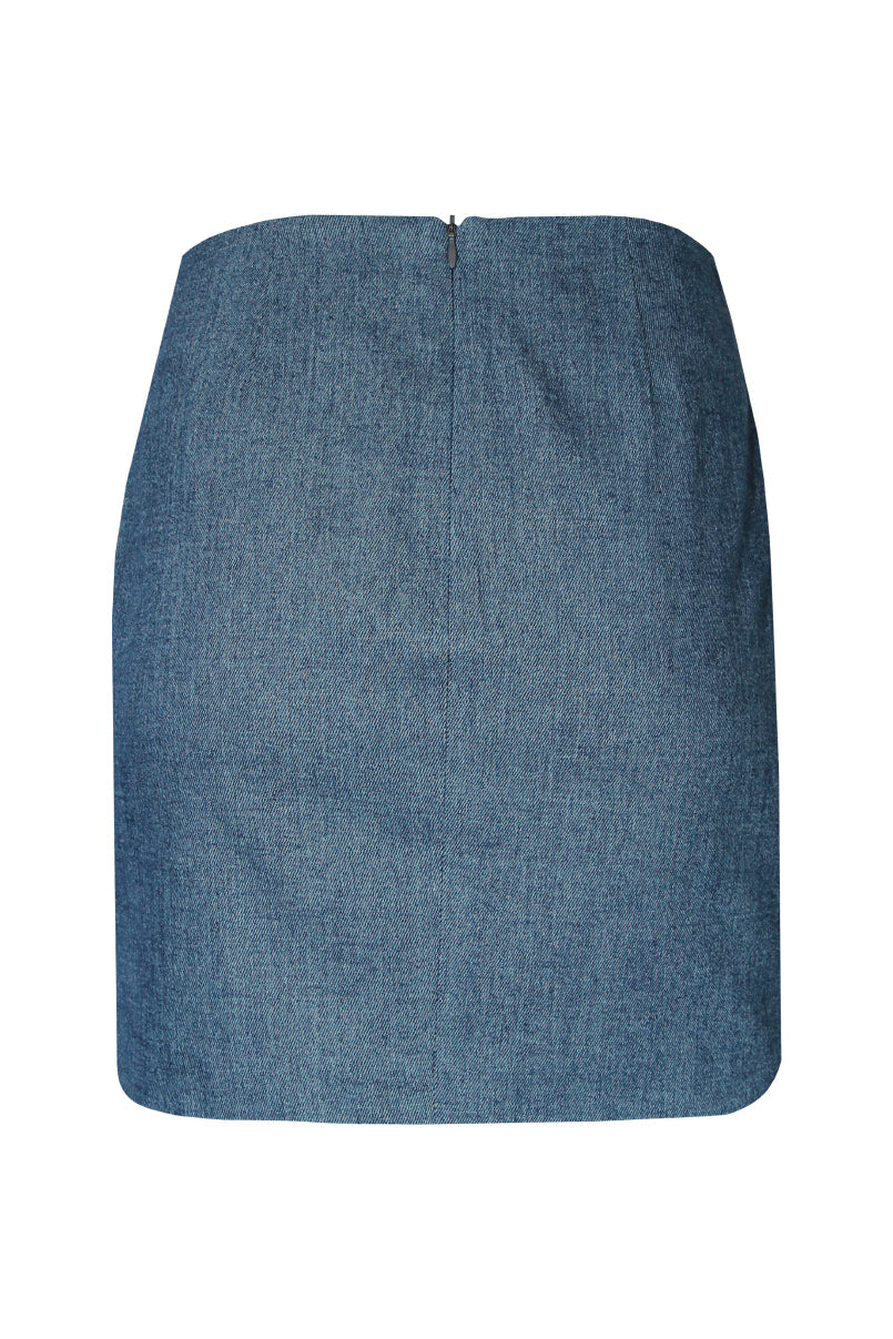 Minissaia denim com tachas