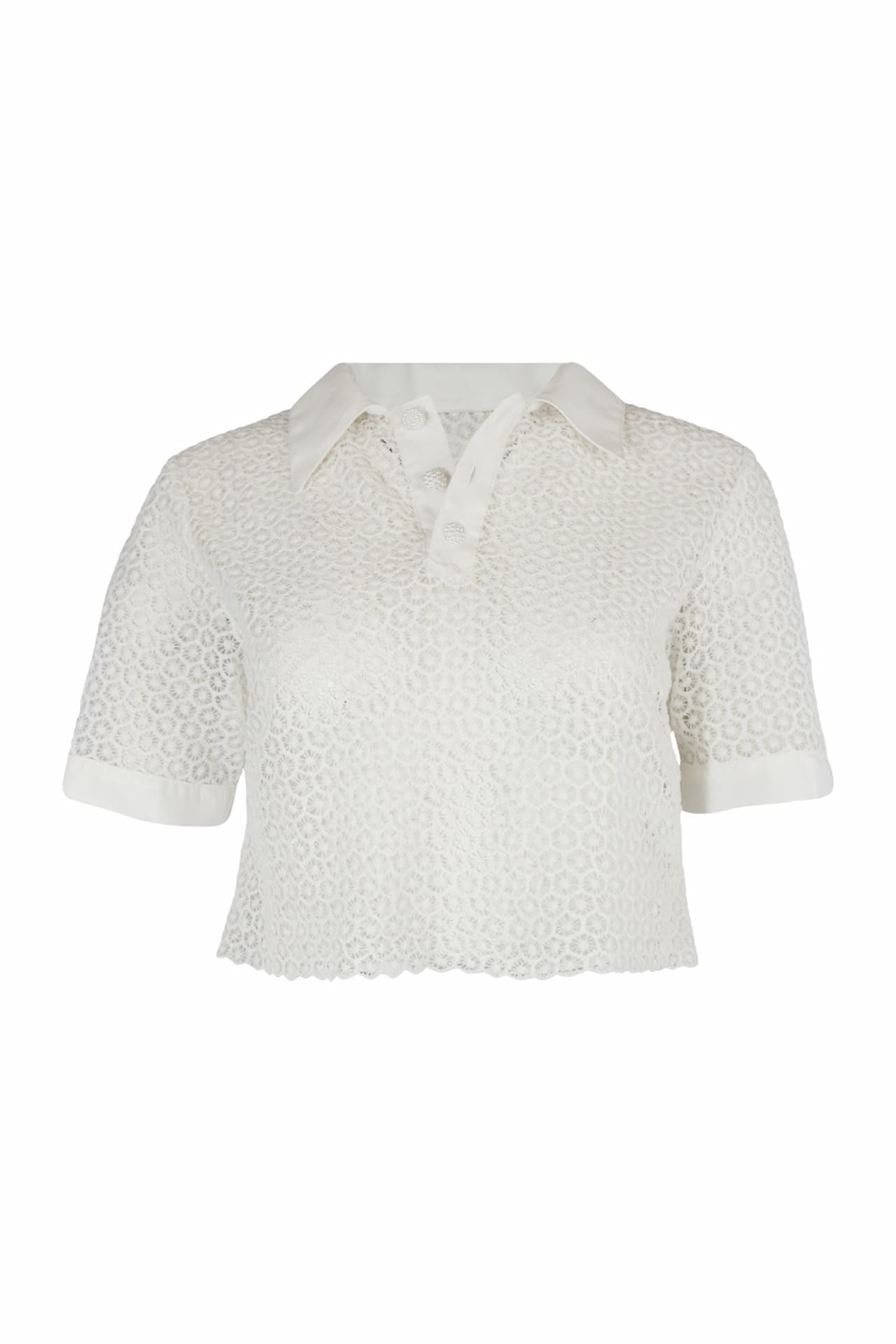 Polo cropped de renda