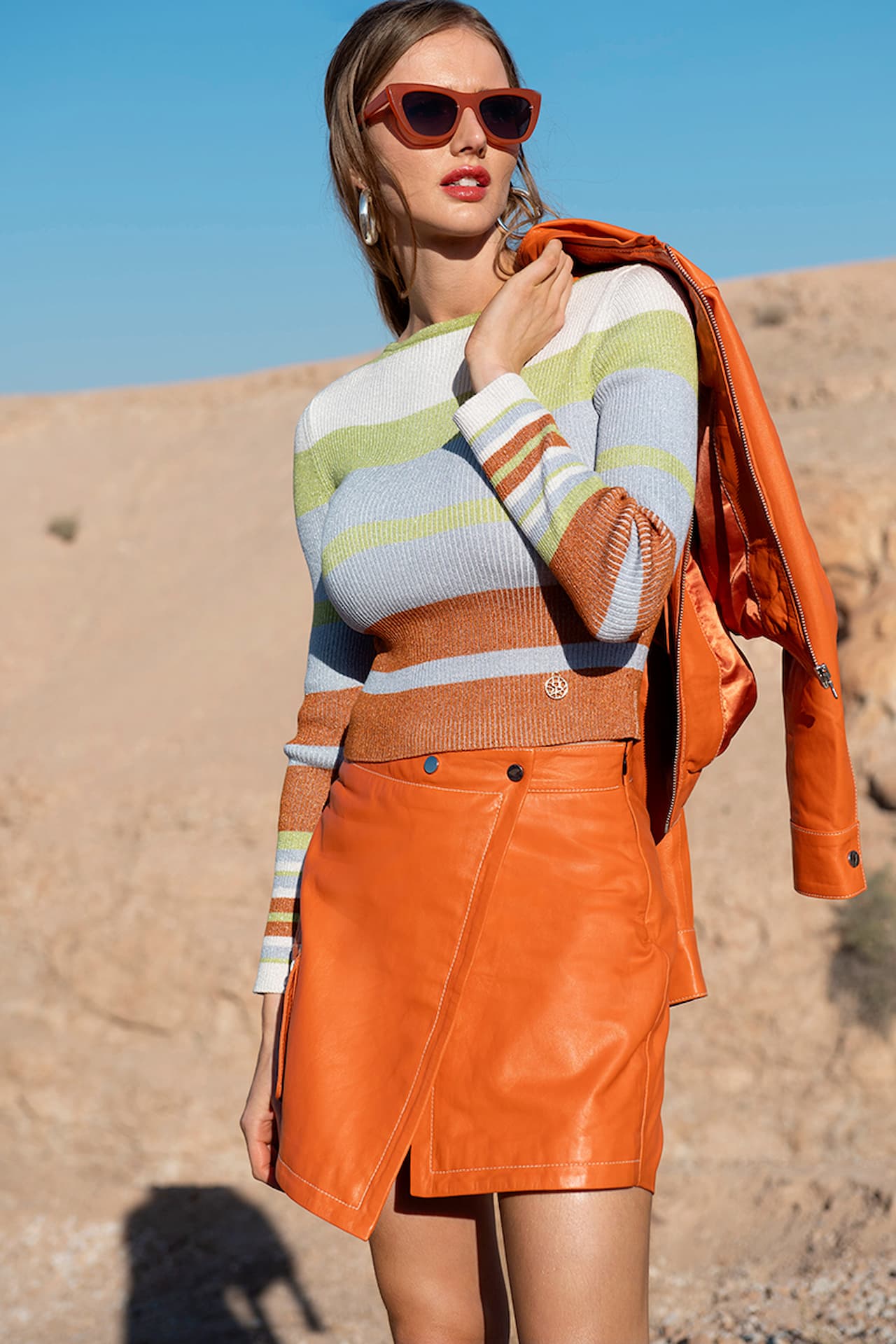 Camisola riscas fio metalizado