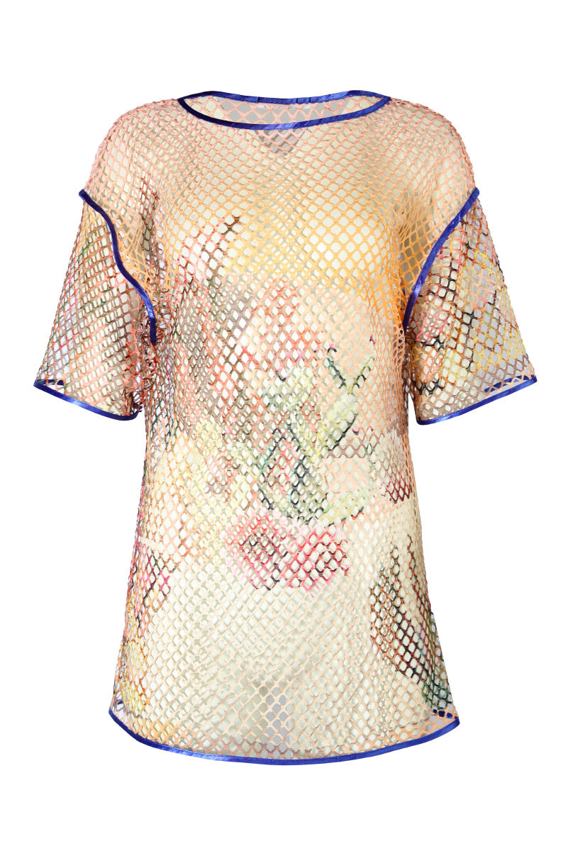 T-shirt oversize em rede