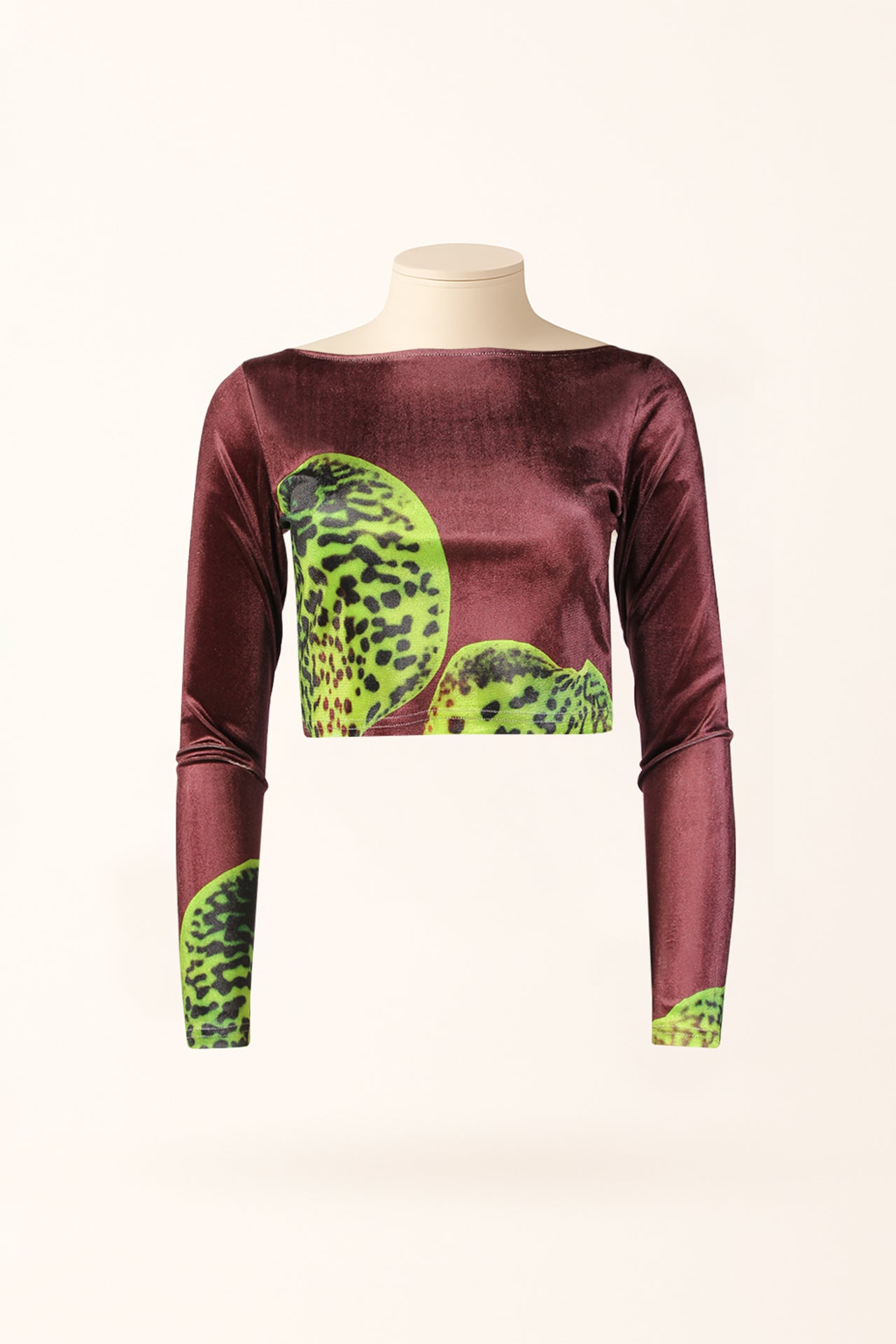 Top em Veludo com Estampa de Orquídea