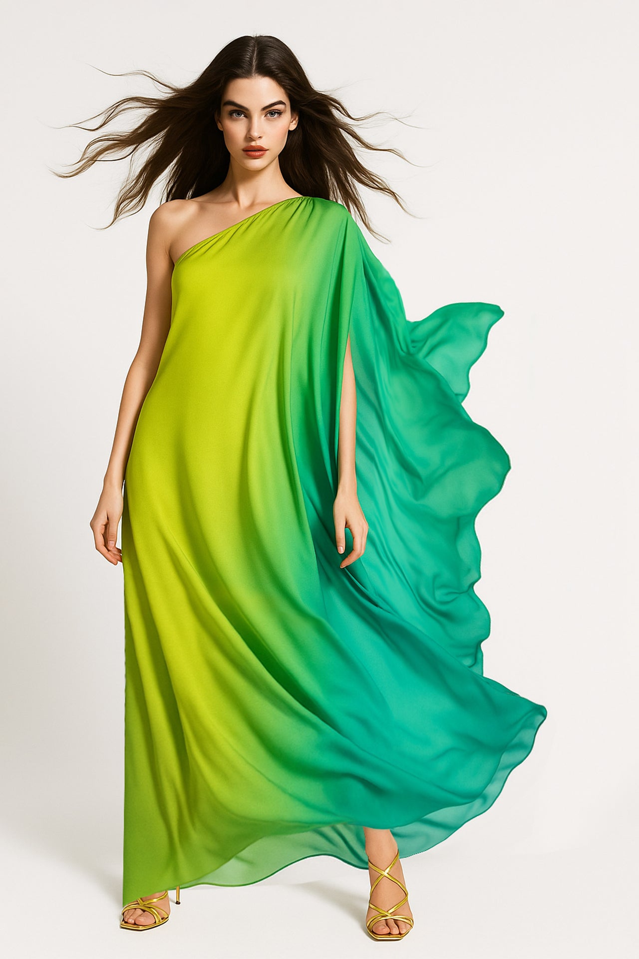 Vestido Assimétrico com Manga-Capa SH x GM