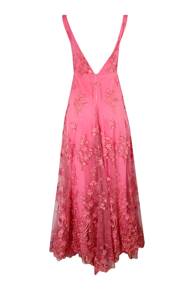 Vestido de festa com bordados florais