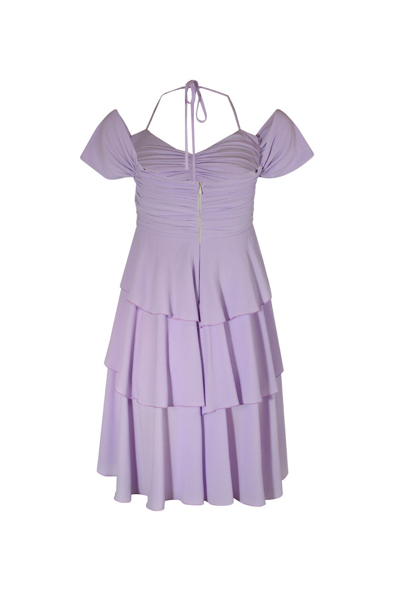 Vestido curto folhos