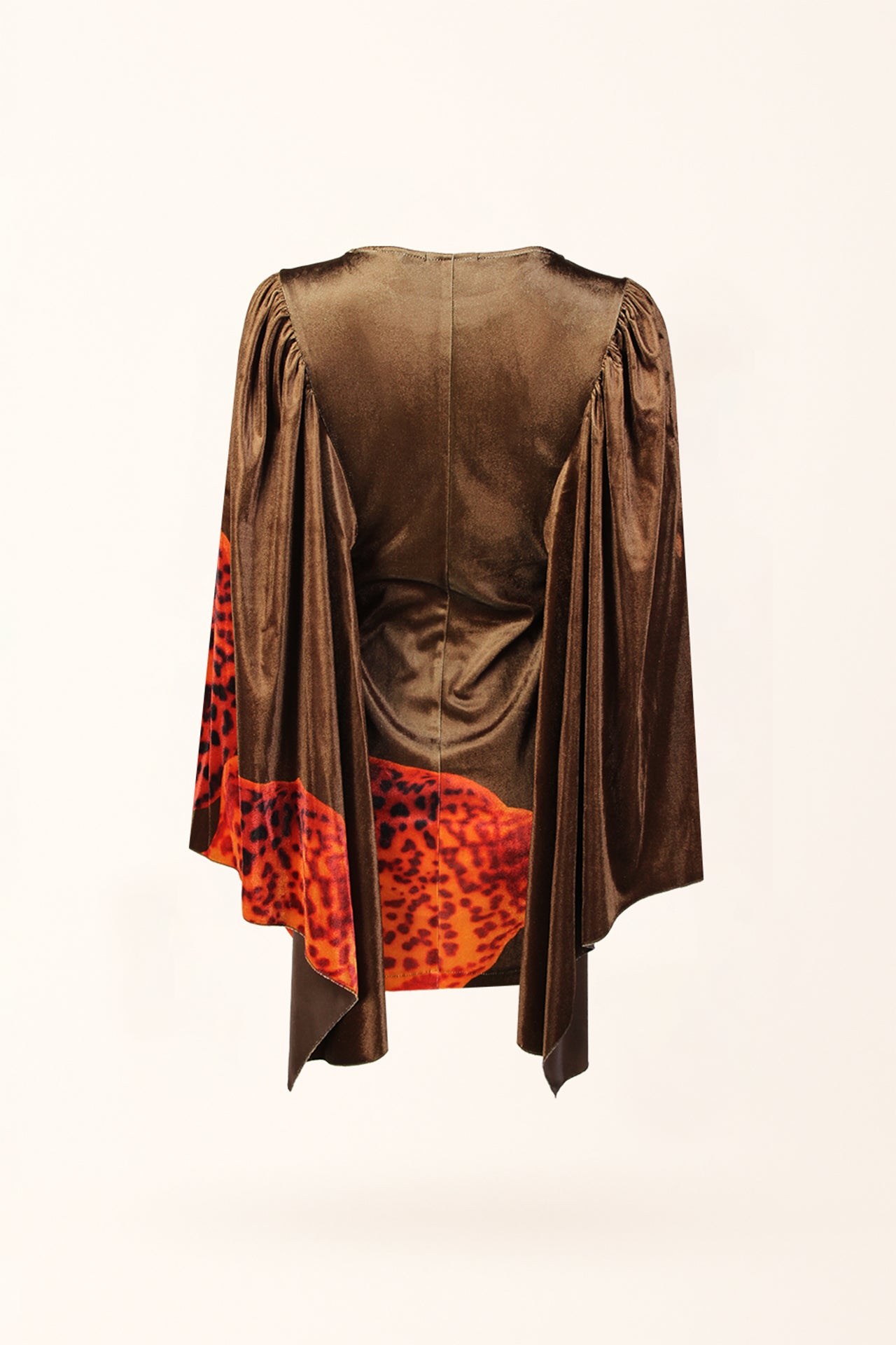 Vestido em Veludo com Estampa de Orquídea