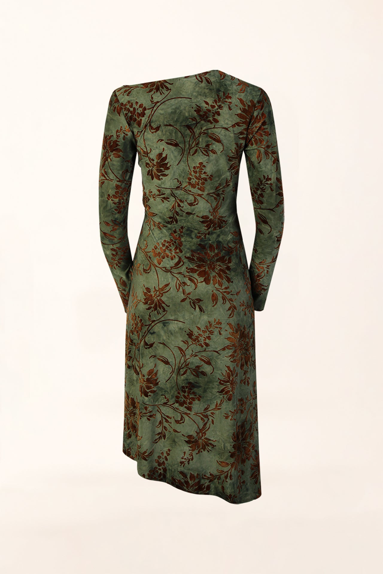 Vestido Midi em Veludo com Nó Frontal