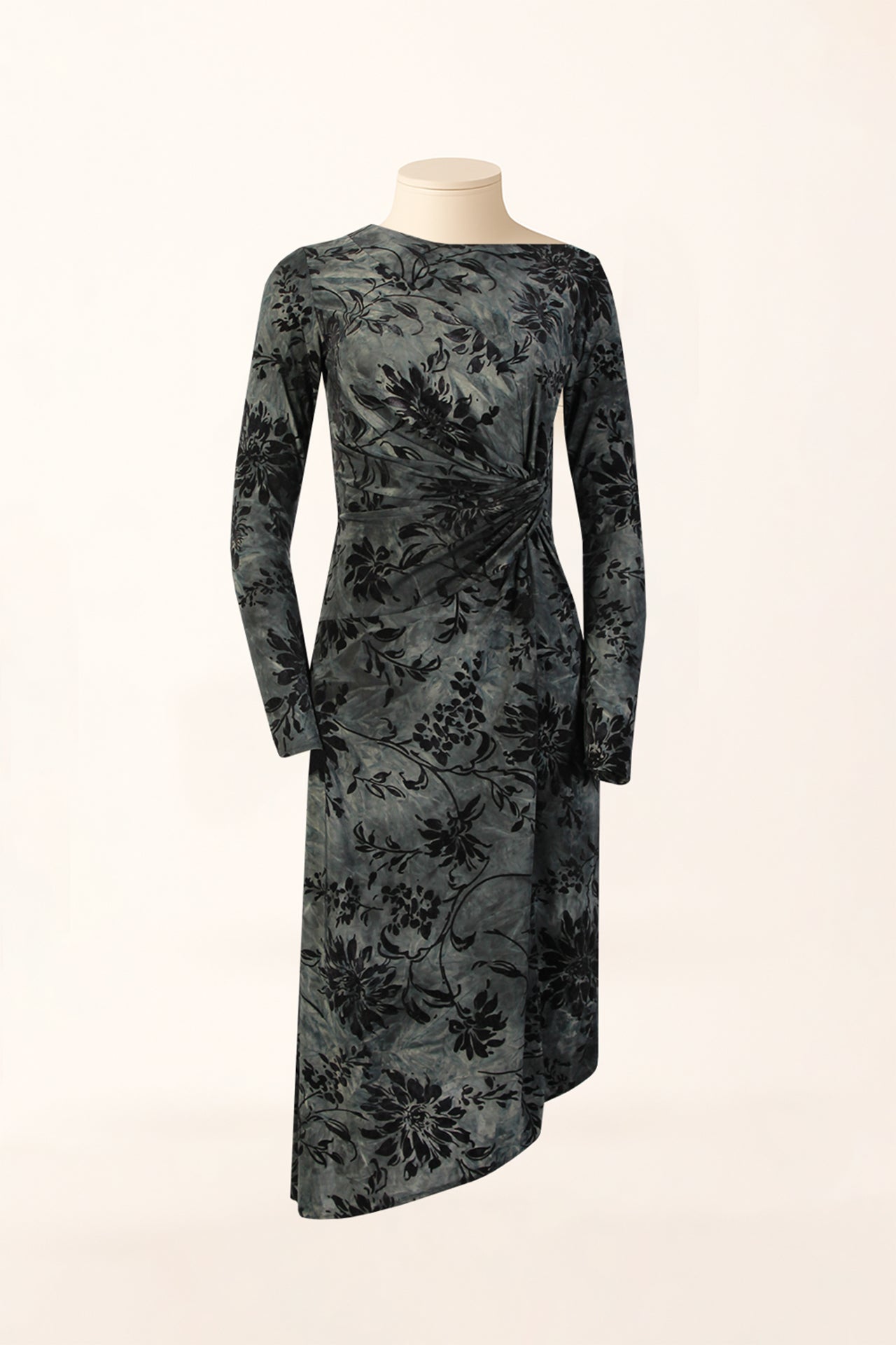 Vestido Midi em Veludo com Nó Frontal