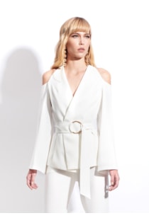Cut out blazer with belt