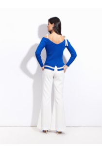 Tricot shirt with contrasting straps