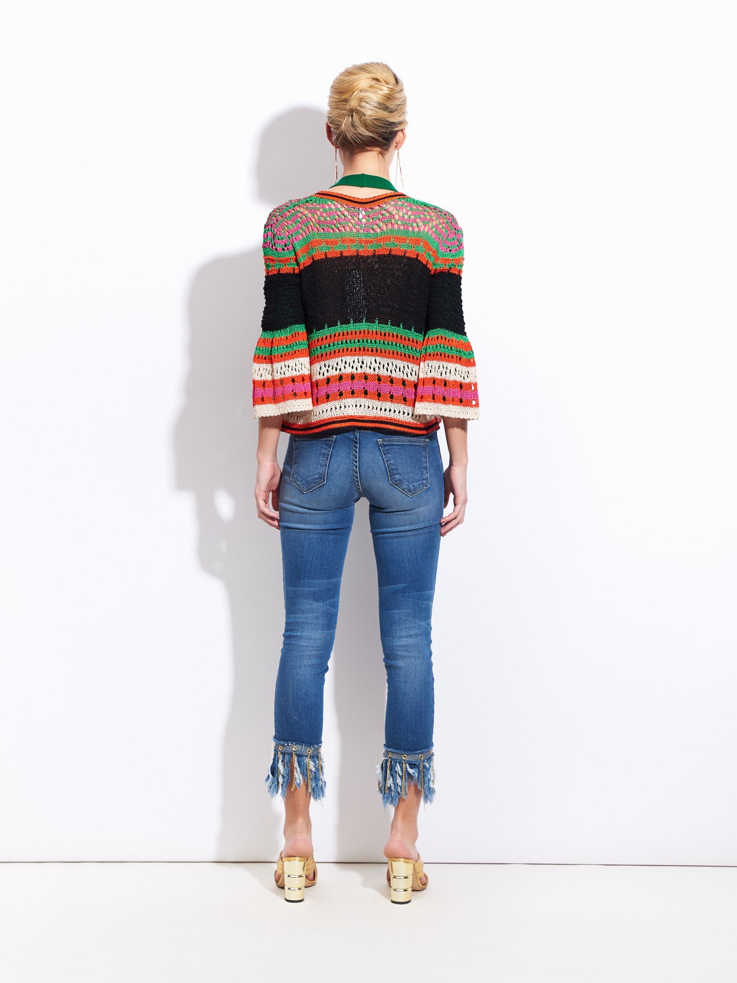 Casaco cropped de tricot