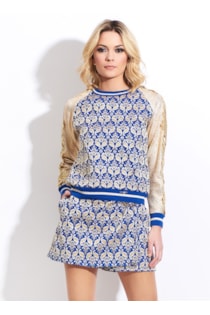Camisola combinada com mangas metalizadas