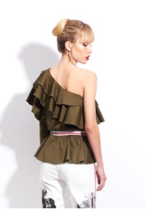 Blusa asimétrica con flecos