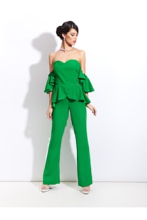 Jumpsuit with uncovered shoulders and frills