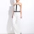 Halter neck jumpsuit with contrasting stripes