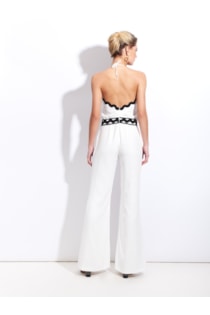 Halter neck jumpsuit with contrasting stripes