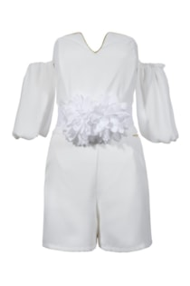 Short jumpsuit with balloon sleeves