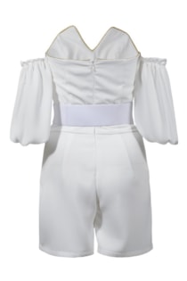 Short jumpsuit with balloon sleeves