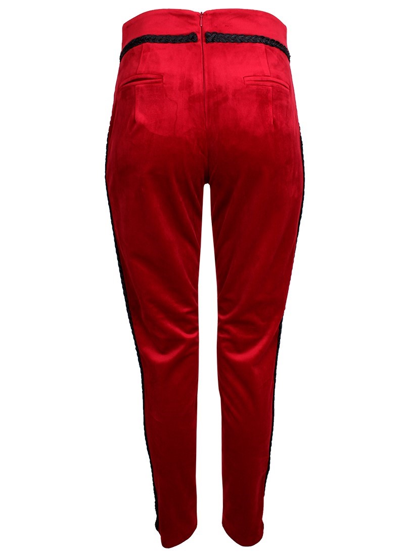 Suede effect pants with braided band