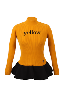 Camisola de tricot canelada combinada