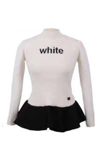 Camisola de tricot canelada combinada