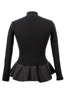 Camisola de tricot canelada combinada
