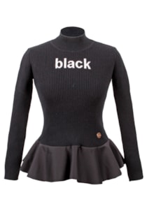 Camisola de tricot canelada combinada