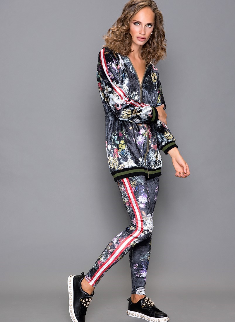 Printed legging pants and side band