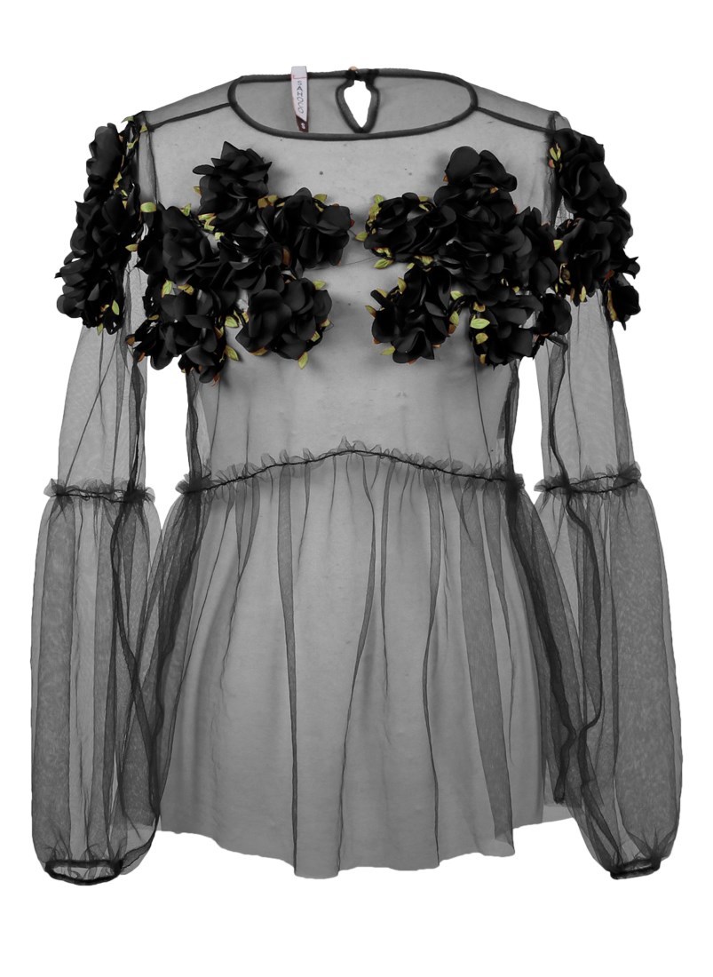 Shirt with flower applique