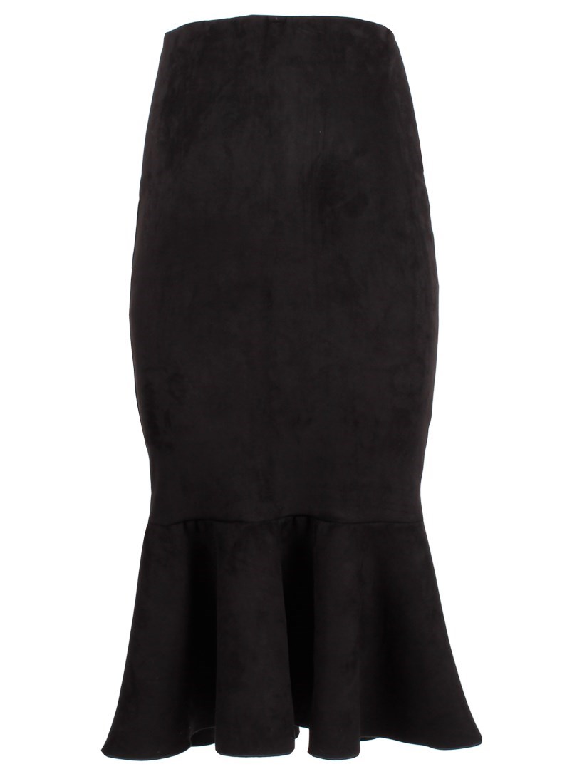 Skirt with suede effect and frills