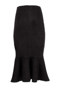 Skirt with suede effect and frills