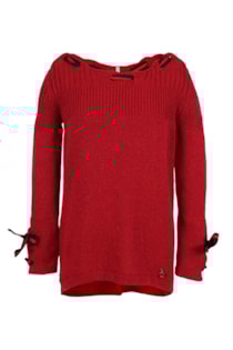Camisola de tricot com cordão combinado