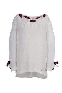 Camisola de tricot com cordão combinado