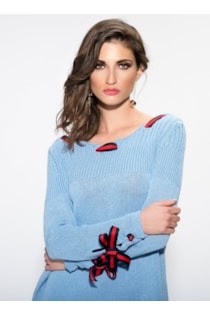 Camisola de tricot com cordão combinado