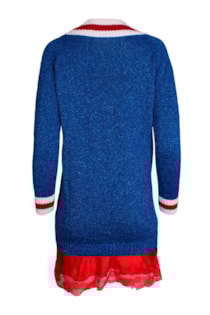Camisola comprida de tricot decote em bico