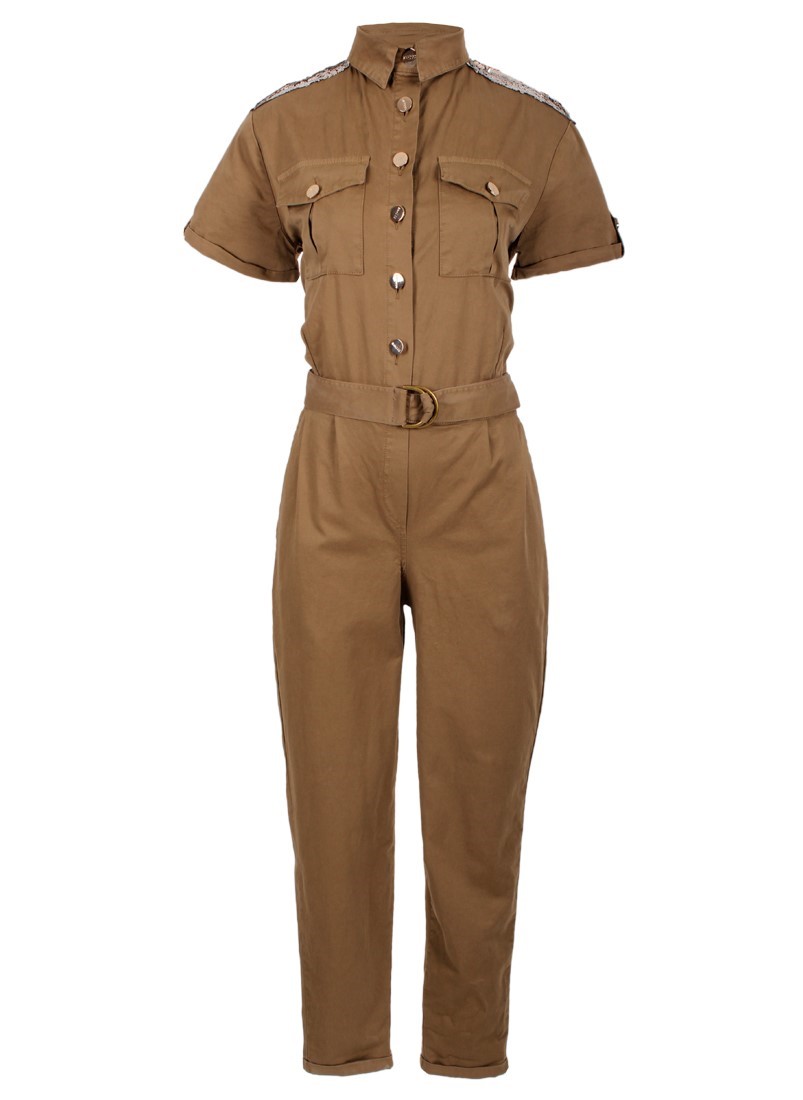 Straight jumpsuit with belt