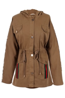 Parka with sequin side bands