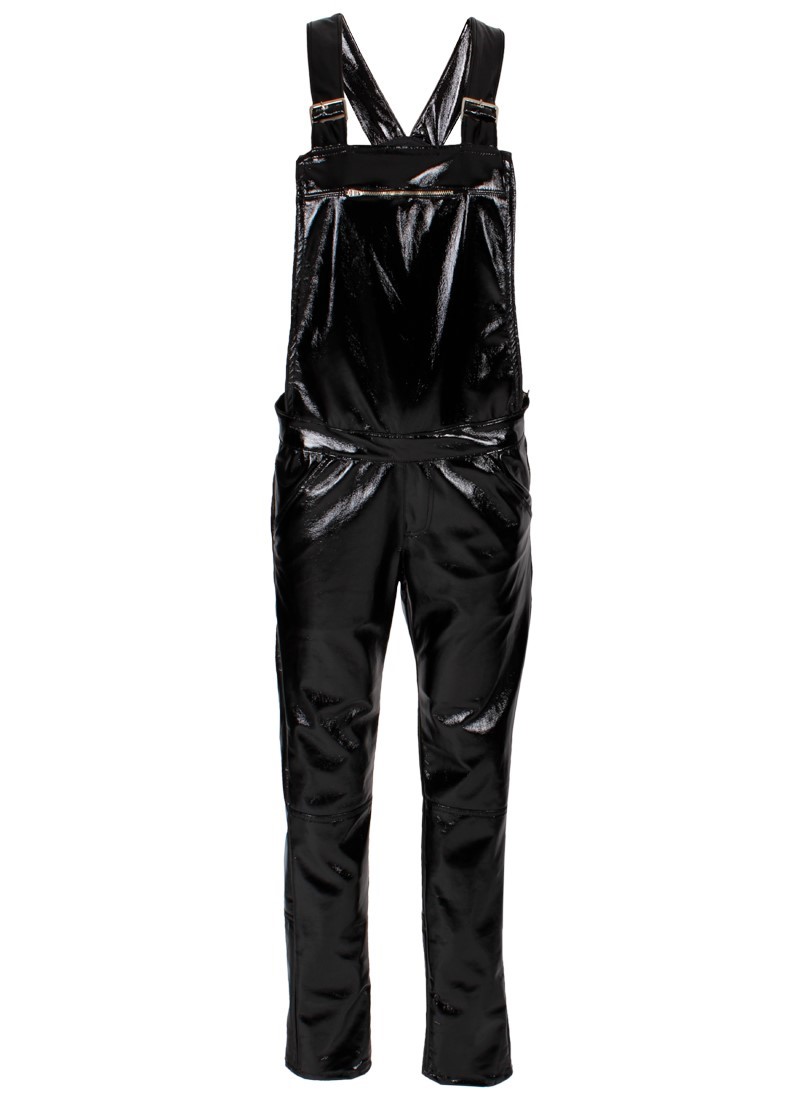 Jumpsuit with leather effect