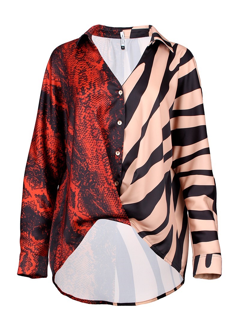 Printed asymmetric blouse