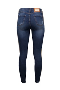 Calças jeans com faixa lateral