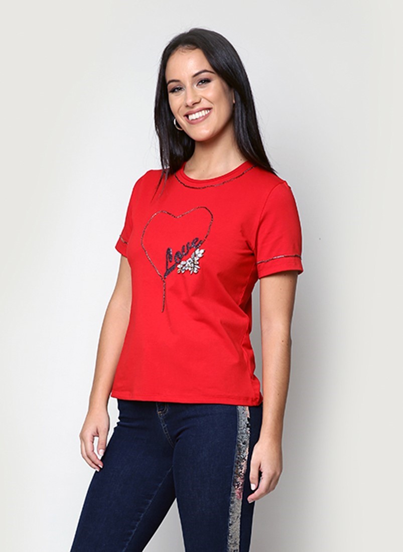 T-shirt com corrente brilhante