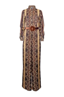 Printed jumpsuit with belt