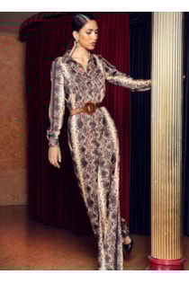 Printed jumpsuit with belt