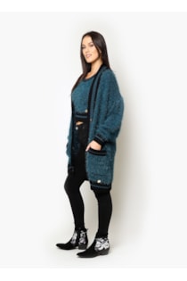 Abrigo con punto tricot metalizado