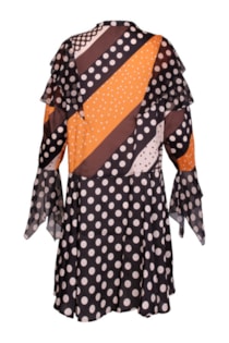 Vestido estampado com folhos