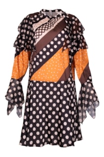 Vestido estampado com folhos