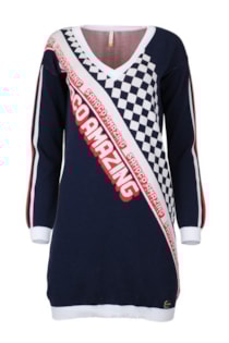 Vestido tricot decote em bico