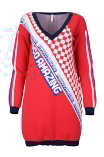 Vestido tricot decote em bico