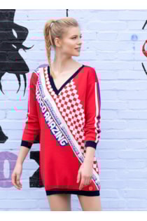 Vestido tricot decote em bico